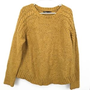 Prana Cable Knit Sweater Yellow Large Outdoor Spring Layer Hiking Pullover